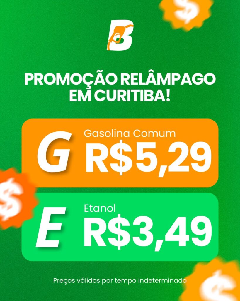 Baratão Combustíveis lança gasolina a R$ 5,29 em Curitiba